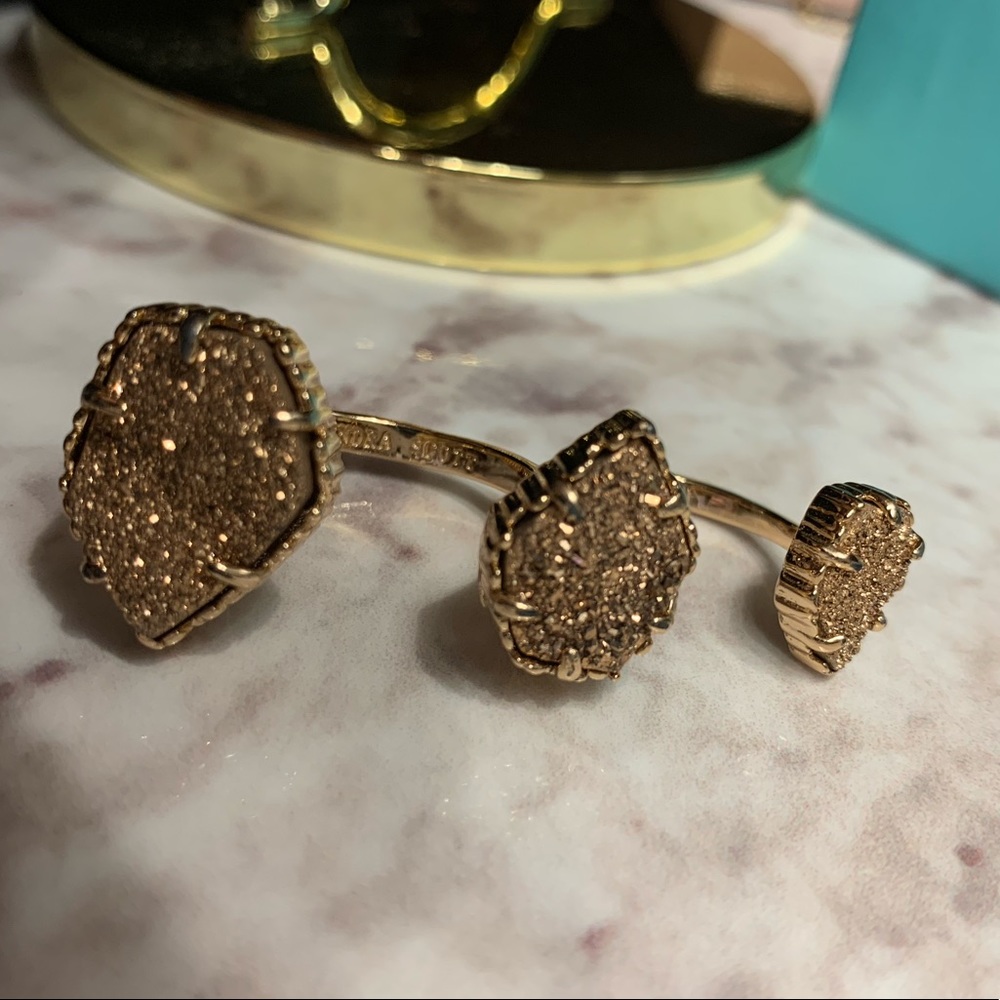 Kendra Scott Three Finger Ring Gold Drusy